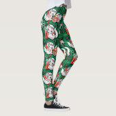 50er Jahre Grünes Weihnachtsmuster mit Kätzchen Leggings (Rechts)