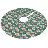 50er Jahre Grünes Weihnachtsmuster mit Kätzchen Leinenimitat Weihnachtsbaumdecke (Schrägansicht)