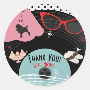 50er Jahre Party Mitbringsel nach Maß Runder Aufkleber