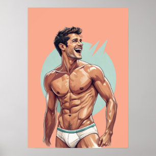 50er Jahre Retro - gutaussehender glücklicher Mann Poster