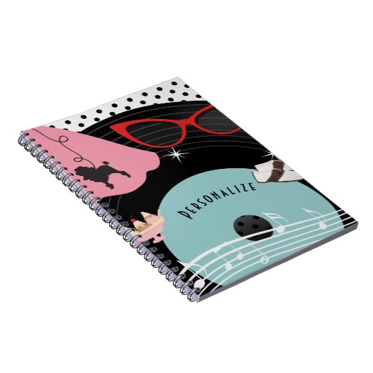 50er Jahre Retro Poodle-Rock & Brille Notizblock (Rechte Seite)