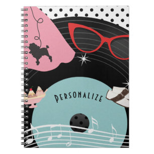 50er Jahre Retro Poodle-Rock & Brille Notizblock