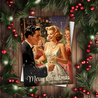 50er Jahre Vintage-Weihnachtsfeier individuell Feiertagskarte
