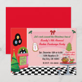 50er Jahre Weihnachts-Cookie-Austausch Einladungen (Vorne/Hinten)