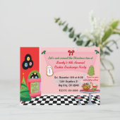 50er Jahre Weihnachts-Cookie-Austausch Einladungen (Stehend Vorderseite)