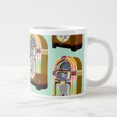 50er Jukeboxes Retro Mint Fun Art Muster Jumbo-Tasse (Rechts)