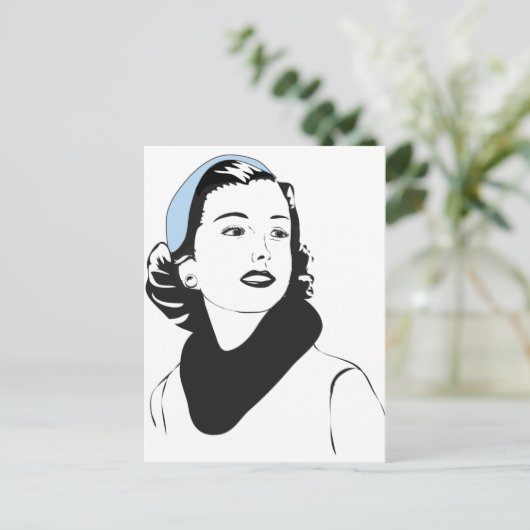 50er-Lady Postkarte (Stehend Vorderseite)