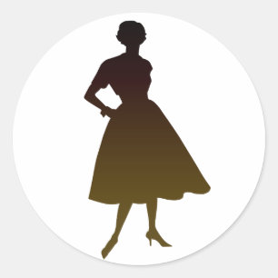 50er Lady Runder Aufkleber
