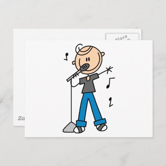 50er Male Singer Strichmännchen T - Shirt und Gesc Postkarte (Vorne/Hinten)