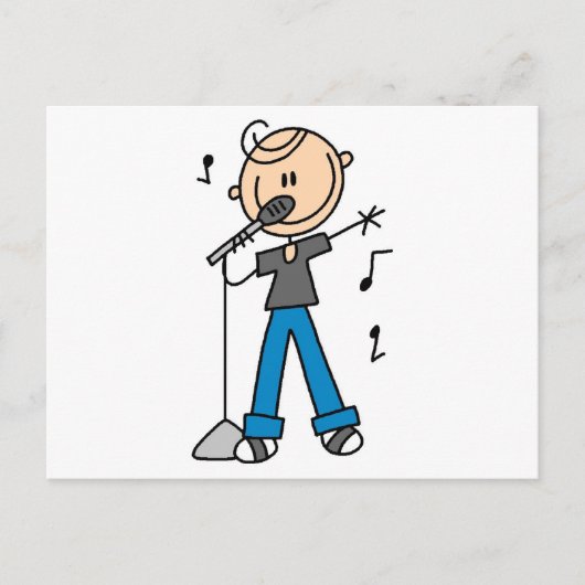 50er Male Singer Strichmännchen T - Shirt und Gesc Postkarte (Vorderseite)
