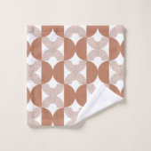 50er Modern Midjahrhundert Retro Line Kunst braun Badhandtuch Set (Waschlappen)