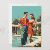 50er Paar am Pool Einladung (Vorderseite)