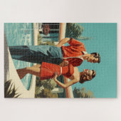50er Paar am Pool Puzzle (Horizontal)