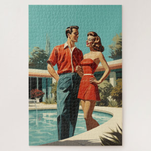 50er Paar am Pool Puzzle