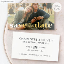 50er Pack Goldfolie Foto Save-the-Date Weiße Karte