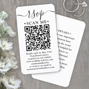 50er Pack QR-Code Hochzeit RSVP & Details Beilage Visitenkarte