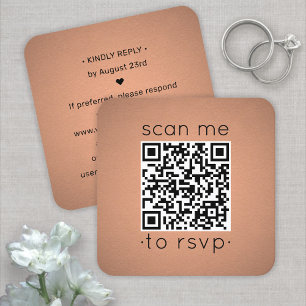 50er Pack QR-Code RSVP Faux-Kupferfolien-Einschlus Quadratische Visitenkarte
