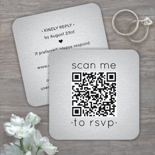 50er Pack QR-Code RSVP Faux-Silberfolie-Einschluss Quadratische Visitenkarte