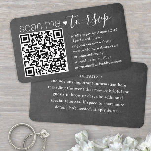 50er Pack QR RSVP & Details Schiefertafel-Einschlu Visitenkarte