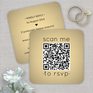 50er Pack QR RSVP Hochzeit Faux Goldfolie-Einschlu Quadratische Visitenkarte