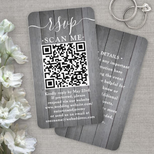 50er Pack QR RSVP Hochzeit Graue Faux-Holz-Einlage Visitenkarte