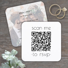 50er Pack QR RSVP Minimale Foto-Hochzeitseinlage Quadratische Visitenkarte