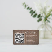 50er Pack Scan Me QR RSVP braunes Kunstholz-Einsch Visitenkarte (Stehend Vorderseite)