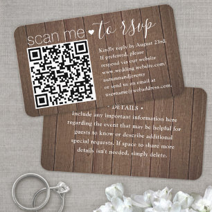 50er Pack Scan Me QR RSVP braunes Kunstholz-Einsch Visitenkarte
