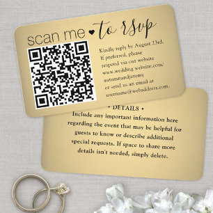50er Pack Scan Me QR RSVP Faux Goldfolie Beilageka Visitenkarte