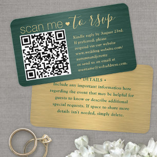 50er Pack Scan Me QR RSVP Grün und Gold Hochzeit Visitenkarte