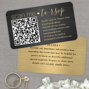 50er Pack Scan Me QR RSVP Schwarz und Gold Hochzei Visitenkarte