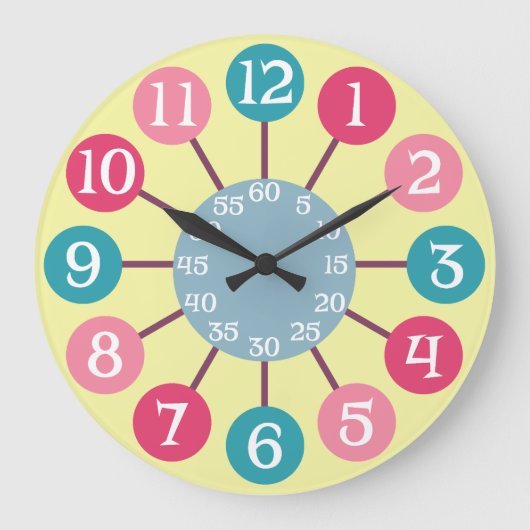 50er Retro Atomic Sternexplosion Mittleres Jahrhun Große Wanduhr (Vorderseite)