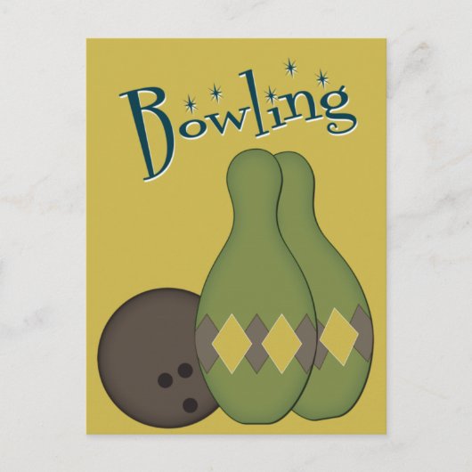 50er Retro Bowling Postkarte (Vorderseite)