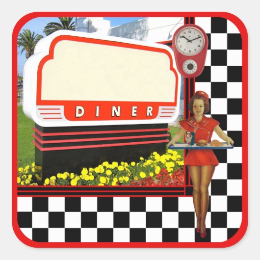 50er Retro Diner Blank Sign Sticker (Vorderseite)