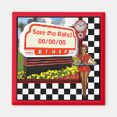 50er Retro Diner Rettete-the-Date Magnet (Vorne)
