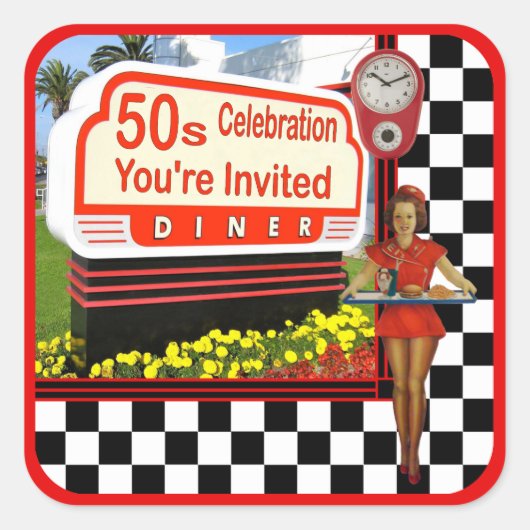 50er Retro Diner Sticker (Vorderseite)