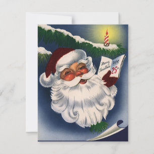 50er Retro-fröhlicher Weihnachtsmann, Vintage-Weih Feiertagskarte