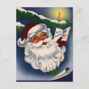 50er Retro-fröhlicher Weihnachtsmann, Vintage-Weih Feiertagspostkarte