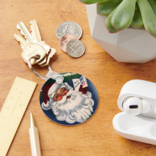 50er Retro-fröhlicher Weihnachtsmann, Vintage-Weih Schlüsselanhänger