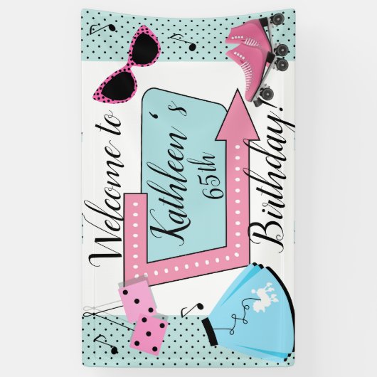 50er Retro-Geburtstag Banner (Vertikal)