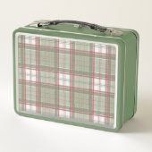 50er Retro-grüne Tartan-Lunchbox Metall Brotdose (Rückseite)