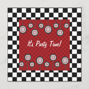 50er Retro-Party Scheckbrett-Diner-Dekor Einladung
