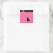 50er Retro Poodle Skirt Quadratischer Aufkleber (Tasche)