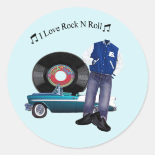 50er Rock'n'Roll-Aufkleber Runder Aufkleber