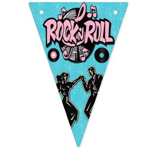 50er Rock'n'Roll Bunting. Wimpelkette (Dritte Fahne)