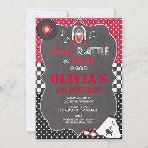 50er Sock Hop Rock & Roll Geburtstag Einladung