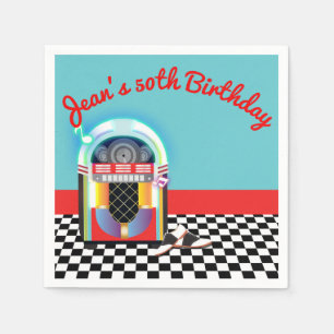 50er Sock Hop Tanzparty Jukebox Rot Custom Serviette