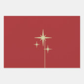 50er Sternexplosion Maroon Geschenkpapier Set (Vorderseite)