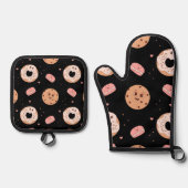 50er Stil Dessert Characters Muster Ofenhandschuh & Topflappen-Set (Vorderseite)