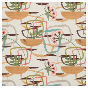 50er Stil   Moderne Pflanze des Mittelalters Stoff